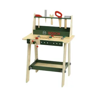 Klein Toys Bosch Mini - Speelgoed Werkbank - 16-delig - Hout - Groen Beige Rood Grijs