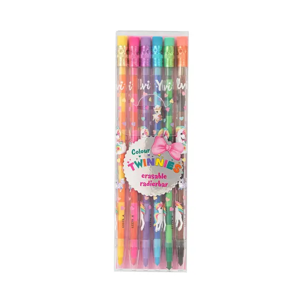 Depesche 12279 Ylvi Colour Twinnies Coloured Pencils Set Of 6 With 2 Colours And Erasers thumbnail
