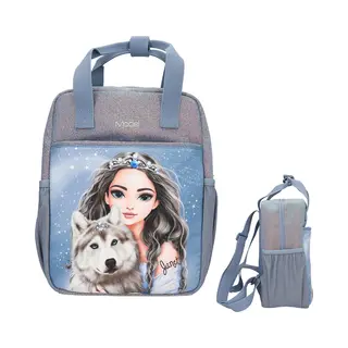 Depesche 13154 TOPModel Wolf - Rucksack In Dunkelblau, Mit Model Motiv, Sternen Und Glitzer, Tasche Mit Verstellbaren Trägern
