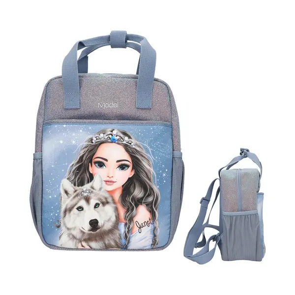 Depesche 13154 TOPModel Wolf - Rucksack In Dunkelblau, Mit Model Motiv, Sternen Und Glitzer, Tasche Mit Verstellbaren Trägern thumbnail