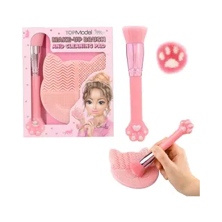 Depesche Topmodel Beauty And Me 13253 Beauty And Me Beautyset Met Make-upborstel En Reinigingsmat, Kattenvorm, Roze