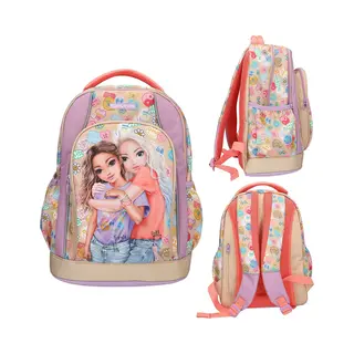 Depesche 13285 TOPModel Girl Power Beige And Purple, With Model Motif And Colour Lots, School Backpack With Adjustable Straps, Multicoloured, One Size