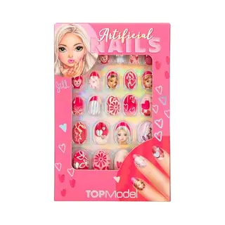 Depesche 13685 TOPModel Beauty And Me False Nails, Self-Adhesive, In Pink Designs, 24 False Nails In Various Sizes