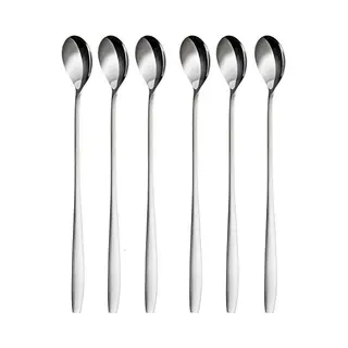GrÄWe Latte Macchiato Löffel Set, Silber, 6-teilig, 22 Cm - Lange Löffel Für Cocktails & Desserts, Edelstahl, Spülmaschinengeeignet