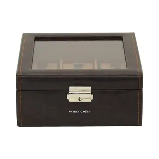 FrIEDrICH/23 Friedrich|23 Unisex Watch Boxes With Glass Lid For 6 Watches, Plastic, Brown 20085-3