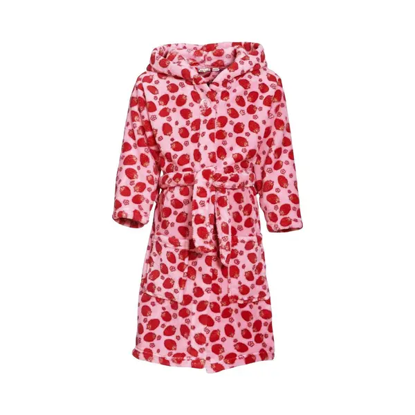 Playshoes - Fleece Badjas Voor Meisjes - Aardbeien - Roze - Maat 122-128cm thumbnail