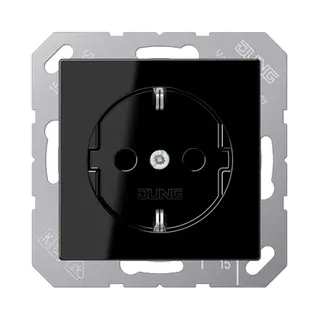 Jung A 1520 Ki Sw contactdoos Type F Zwart