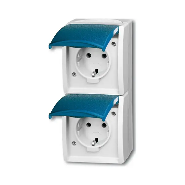 Busch-Jaeger 2084-0-0701 wandcontactdoos Cee 7/3 Blauw, Wit thumbnail