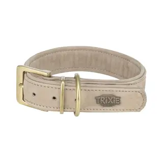 Trixie 1890016 hond & kat halsband Licht Grijs Leer, Nubuck L-Xl Standaard halsband