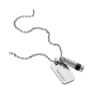 Diesel Kette Mit Anhänger Schmuck Edelstahl Halsschmuck Ankerkette, Mit Stein (synth)