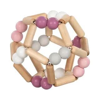 Goki Baby 65344 - Greifling Ball Aus Holz Und Silikon Für Babys – Made In Germany, Rosa, Mädchen, Natürliches Motorikspielzeug Zur Förderung Des