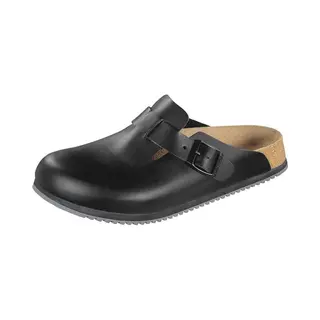 Birkenstock Clog Boston Super Grip, Naturleder, Schwarz Pantolette