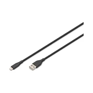Digitus Lightning Silikon Anschlusskabel, Usb-A - Lightning 0,5m, schwarz
