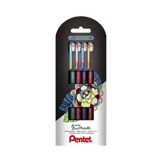 Pentel Dual Metallic Stick Pen Grün, Orange, Pink, Violett 4 Stück(e)