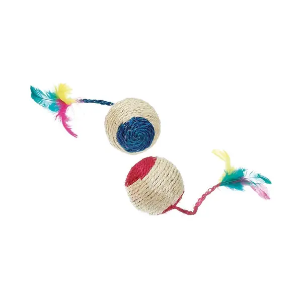 Karlie Sisal Playball With Rattle + Feather, 6 Cm Assorted Colours thumbnail