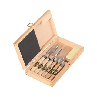 Kirschen 3437000 Groove Cutting Set 7-Piece Wooden Box Precision Tools
