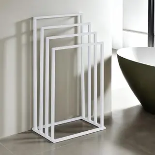 Idimex Senza Porte-serviettes Sur Pied, Blanc, Moderne, Avec 4 Barres, Structure En Métal Revêtu Par Pulvérisation, Pour Salle De Bain Et Chambre