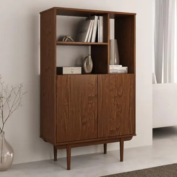 Idimex Highboard Simona, Wohnzimmerschrank Offene Fächer & Türen Massivholz Kastanien Farben thumbnail