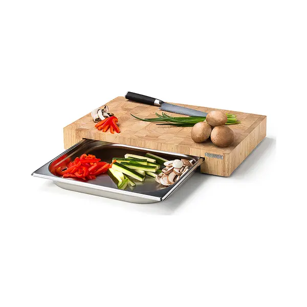 Continenta 4026 Küchen-Schneidebrett Rechteckig Holz Edelstahl, Holz thumbnail