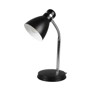 Reality Leuchten - Schreibtischleuchte Harvey, Flexibel Chrom & Metallschirm Schwarz, 33cm