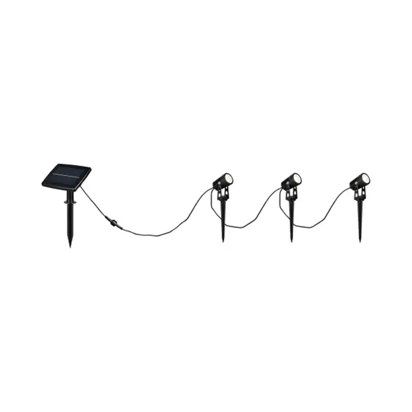 Rl Live Your Light Reality Obidos - Spot - Zwart Mat - Incl. 3x Smd 0, 5 W - Schemersensor - Usb-aansluiting - Helderheid Instelbaar - Oplaadbaar - Zonne-energie - 4000K thumbnail