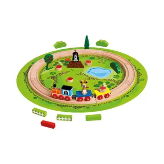 Bino Trein Met Rails Mol Junior 54 X 7 Cm 28-delig De Kleine Mol Krtek