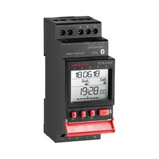 Müller Digital Din Rail Timer 230 V/Ac 16 A/250 V 46 Switching Times 2 Channels Black Bluetooth Programmable Timer