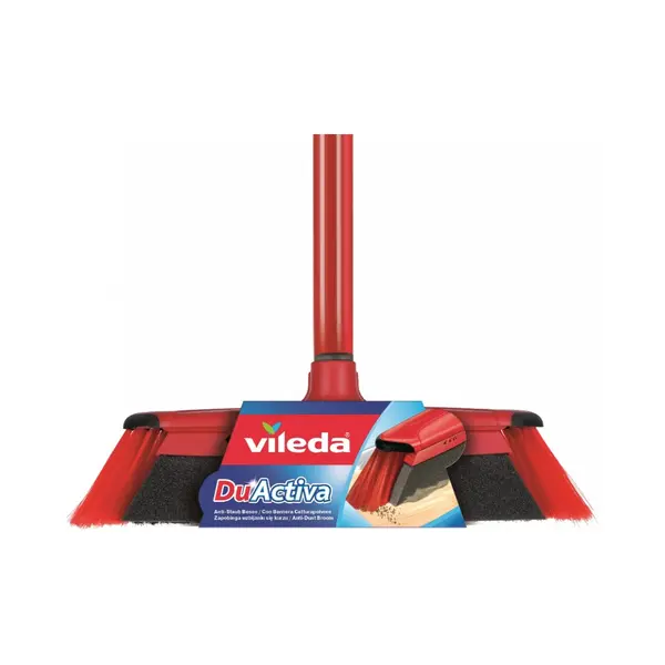 Vileda 143703 Besen Drinnen Weiche/harte Borste Polyethylenterephthalat, Gummi Schwarz, Grau, Rot thumbnail