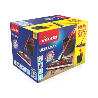 Vileda Ultramax Mop Set Mopp Trocken&Nass Schwarz, Rot