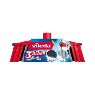 Vileda 142156 Besen Drinnen Weiche/harte Borste Polyethylenterephthalat Schwarz, Grau, Rot