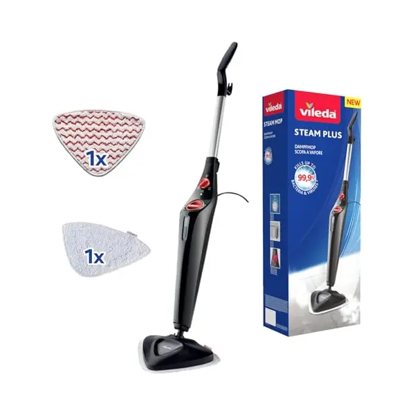 Vileda Steam Plus Steam Cleaner With Microfibre Cover And PowerPad, Hygienic Floor Cleaning, Removes Up To 99.9% Of Bacteria And Viruses, For All thumbnail