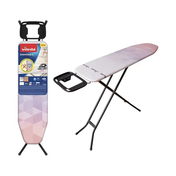 Vileda Diamond M - Strijkplank - Groot Strijkvlak 120 X 38 Cm - Hittebestendige Hoes - Zwart thumbnail