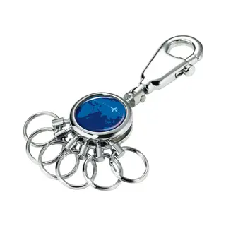 Troika Around The World Schlüsselring Blau, Silber