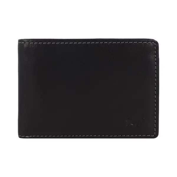 Braun BÜFfel - Kleine Rfid Geldbörse Arezzo - 4 Kartenfächer Aus Echtem Rindleder Schlichtes Design - Edles Schwarz thumbnail