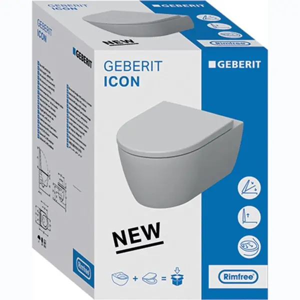 Geberit Wand-Wc, Tiefspüler ICon 36x53cm, Geschl. F., Rimfr., M Sitz, We. thumbnail