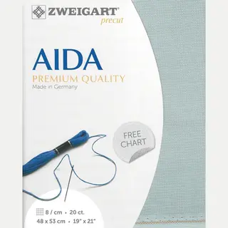 Zweigart Borduurstof Aida 20 Counts / 8 Kruisje Per Centimeter 5018 Blauw-grijs 48x53 Cm.