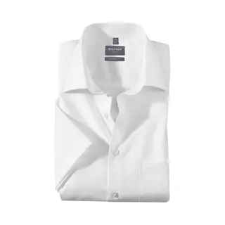 Olymp Herren Businesshemd Langarm Luxor, Einfarbig, Comfort Fit, New Kent, Weiss 00, 48