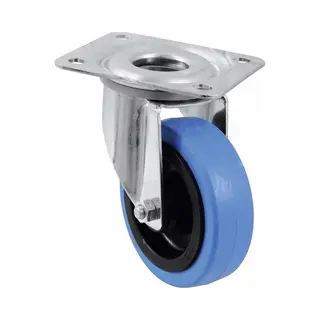 Roadinger, Meubelwielen, Zwenkwiel 100mm Blauw Wiel Lichtblauw