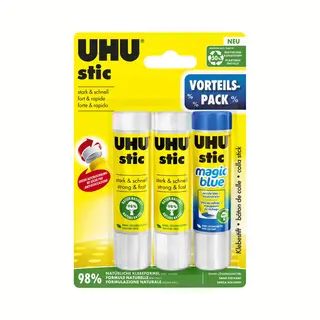 Uhu 45290 - Klebestifte 3er Set, 2 Stic Mit 1 Stic Magic, 21 G