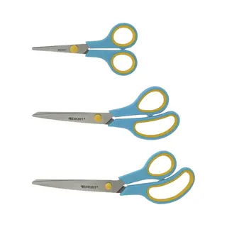 Westcott Easy Grip Scheren 3 Stück | 3er Set Universalscheren Mit Komfort-Griff | Extrascharfe & Langlebige Edelstahlklinge | Schere Für Basteln,