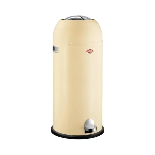 Wesco Kickmaster Maxi Abfallsammler In Der Farbe Mandel, Pulverbeschichtetes Stahlblech, Eingebauter Dämpfer, 40 Liter Volumen, Großer Einwurf thumbnail
