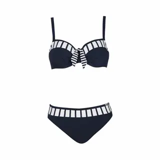 Sunflair Bikini Damen Bikini Set - Mit Schalen Und Große Cups - Mit Bügeln Und Verstellbaren Träger - Traditioneller Klassischer Stil Mit Streifen