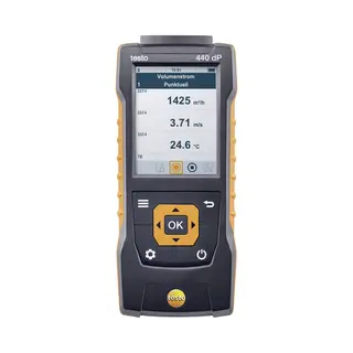 Testo 440 dP Data Logging Air Quality Monitor for Air Velocity, Temperature, +1370 (Temperature-Tc) °C, +150