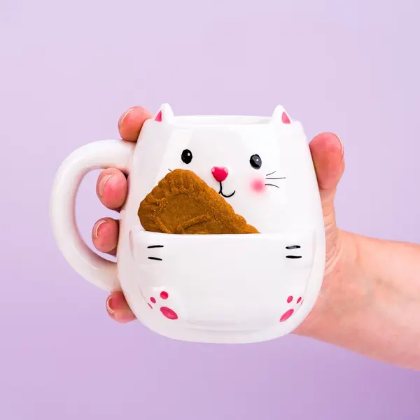 Out of the blue Outoftheblue Cat Coffee Mug With Biscuit Compartment - Kitten Cup Coffee Cup, Clear thumbnail