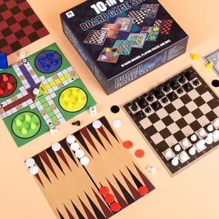 Ootb 10-in-1 Spelletjesdoos - Dammen, Schaken, Ganzenborden En Meer