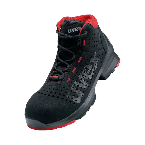 Uvex Unisex Adults Stivale Allacciato Traforato S1 Src W11 Perforated Lace-up Boot, Schwarz/Rot, 10 Uk thumbnail
