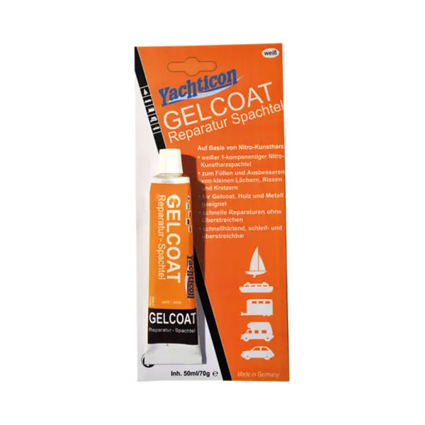 Yachticon Gelcoat Reparatur Spachtel Weiß 70 G – 1-K Kunstharz-Spachtel Zur Ausbesserung Von Kratzern, Haarrissen & Kleinen Löchern Auf Gelcoat, thumbnail