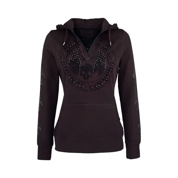 Rock Rebel By Emp Never Regret Hoodie Burgundy thumbnail