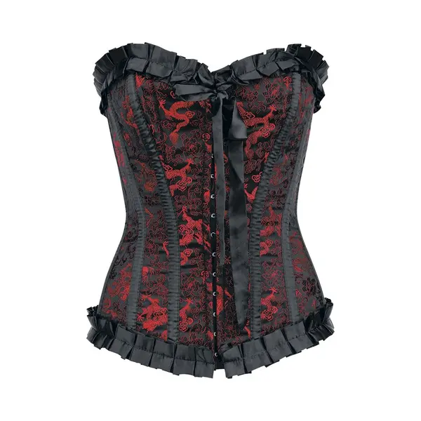 Burleska Lily Hook Red Dragon Korsage Schwarz Rot In M thumbnail