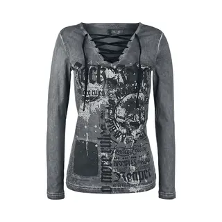 Rock Rebel By Emp Damen Graues Langarmshirt Mit Schnürung L